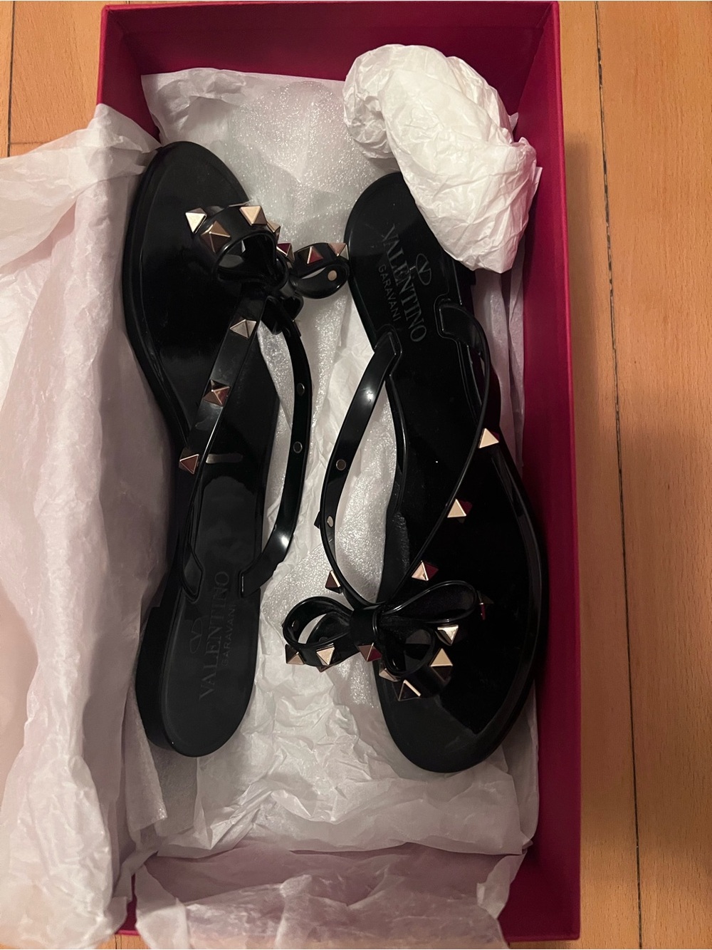 Valentino Black Studded Jelly Sandals - Women's Fashion Sandal size 37